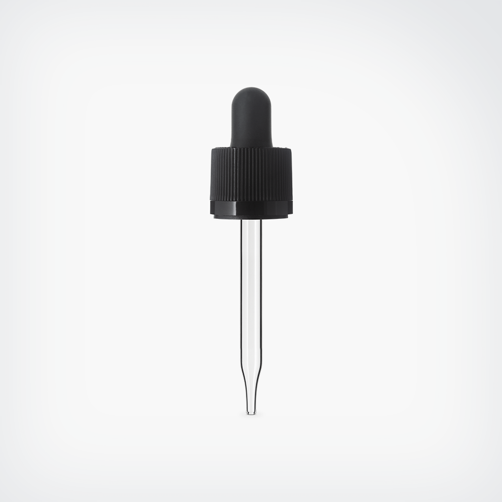 Ribbed Child Resistant Tamper Evident (CRTE) Glass Pipette Black ...