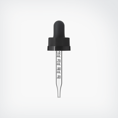 Ribbed with Graduated Glass Pipette Black - 0.8 ml Black Bulb